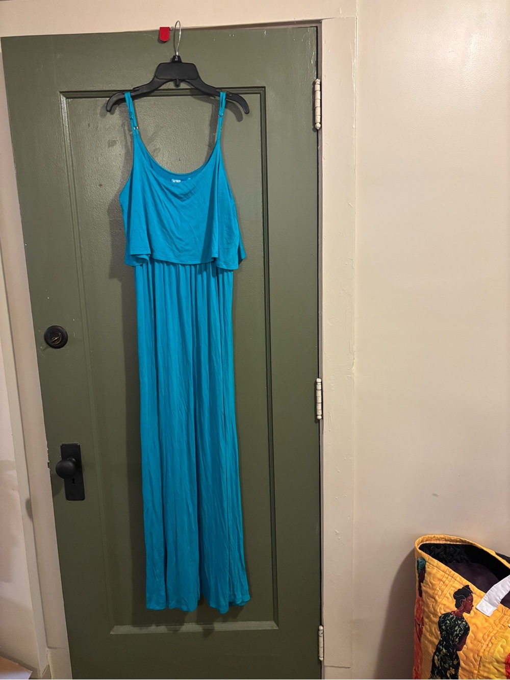 Sleeveless Turquoise Maxi Dress with Layered Bodice